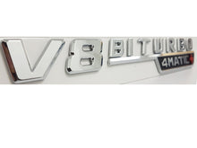 Load image into Gallery viewer, V8 Biturbo 4Matic+ badge in Chrome Set