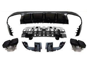 AMG E63 Style Diffuser & Exhaust Tailpipes Package C238 A238 Night Package Black