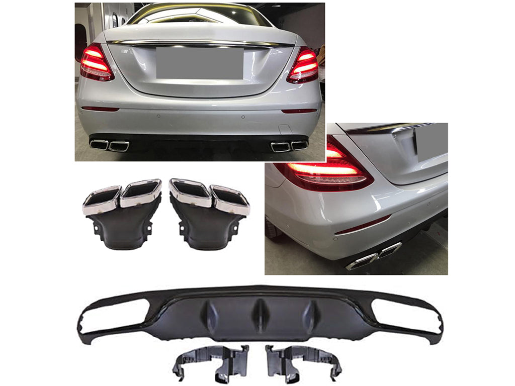 AMG W213 Diffuser & Tailpipe package with Chrome tailpipes For Standard Mercedes Rear Bumper Models Until July 2020