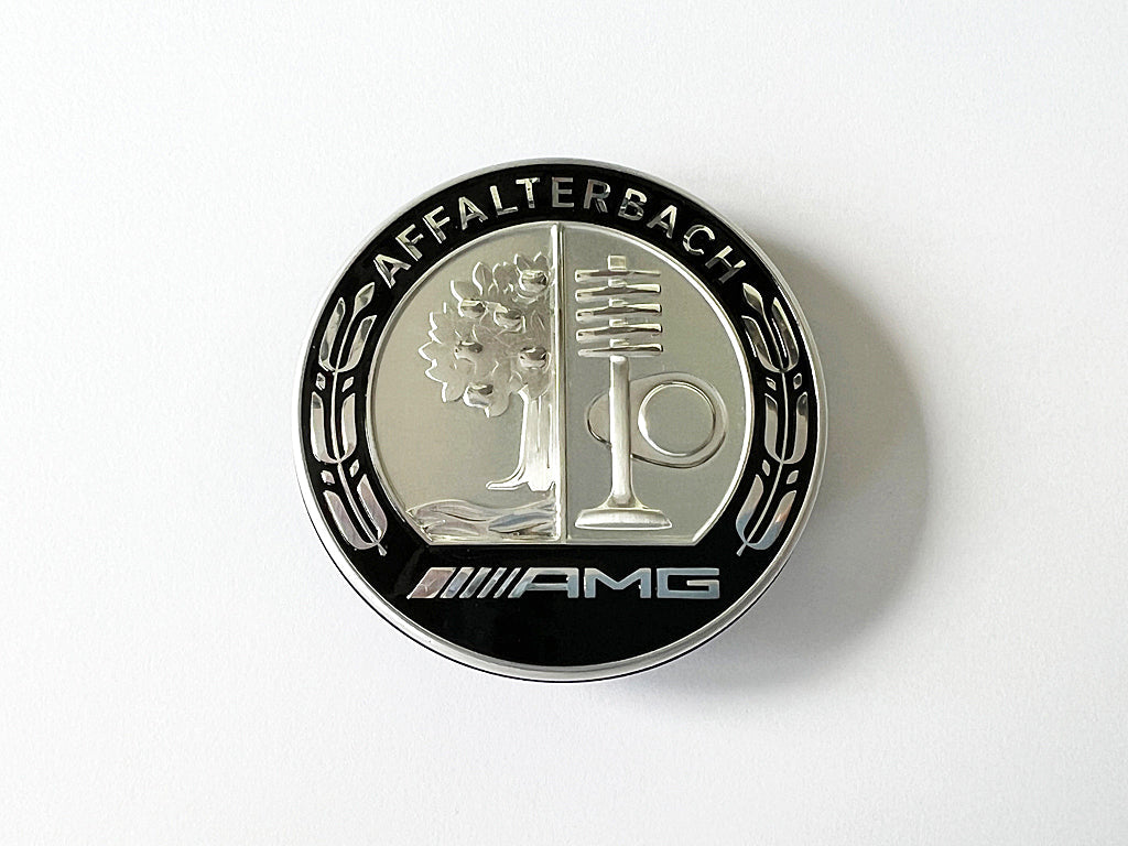 AMG flat bonnet badge Black and Chrome OEM Original