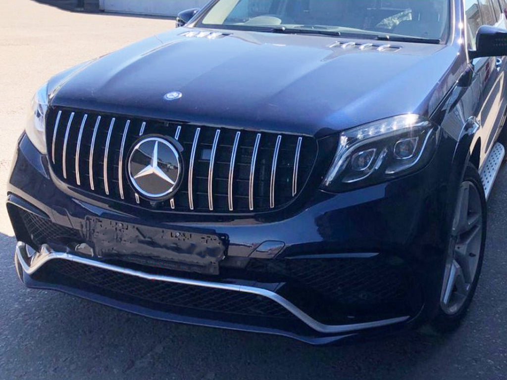Mercedes GLS X166 Panamericana GT GTS Grille Gloss Black with Chrome Bar From 2016