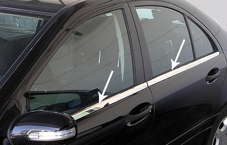 Mercedes W203 C Class Saloon Sedan Limo Chrome Window Trims Stainless Steel
