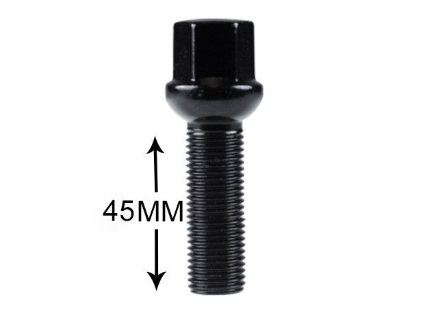 Set of 20 alloy wheel bolts M12 x 1.5 Ball seat Black