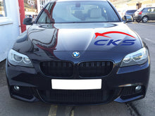 Load image into Gallery viewer, BMW 5 Series F10 F11 Saloon Touring Kidney Grill Grilles Twin Bar M Style Gloss Black