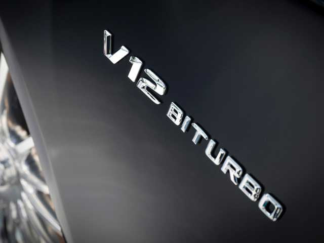 V12 Biturbo badge in Chrome