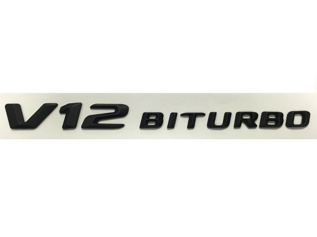 V12 Biturbo badge in Satin Black