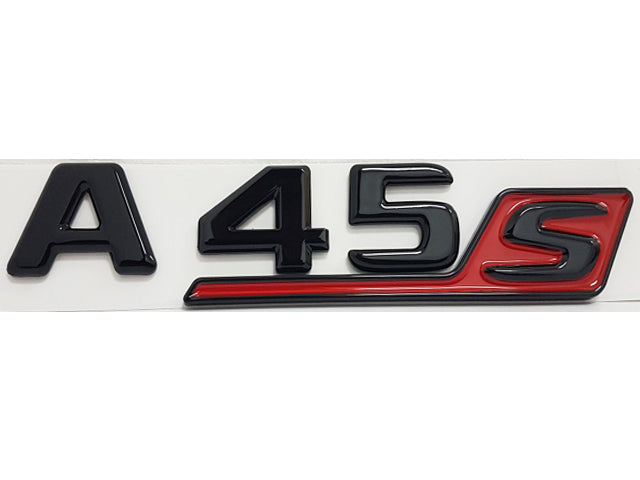 A45 S emblem Gloss Black with Red