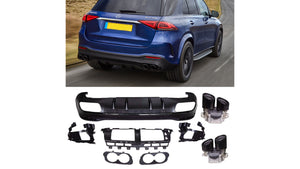 AMG GLE53 SUV Diffuser and Tailpipe package in Night Package Black or Chrome AMG Style