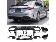 AMG C63 W206 S206 Diffuser and Tailpipe package in Night Package Black or Chrome AMG Style