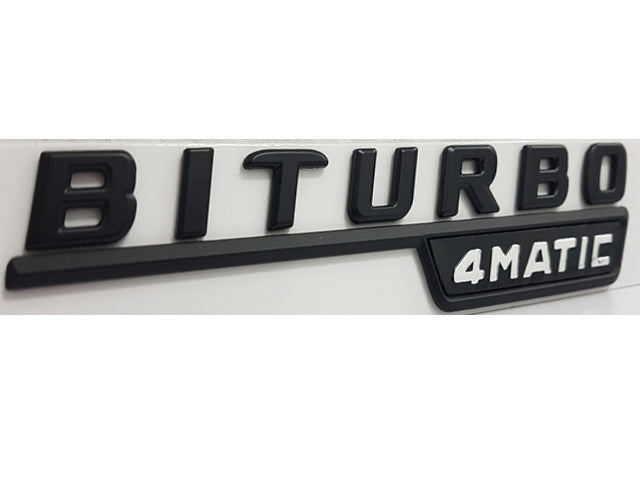 Mercedes BiTurbo 4MATIC emblem badge Set Satin Black NEW AMG 2016+ MODELS