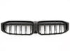 BMW 3 Series G20 G21 Twin Bar M Style Grill Grilles Gloss Black LCI from July 2022