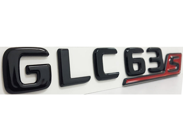 GLC63 S boot trunk badge Gloss Black with Red S