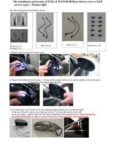 Mercedes S Class W221 New Arrow Style Mirror covers with LED's
