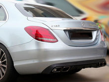 Indlæs billede til gallerivisning W205 C Class AMG Style Diffuser &amp; Exhaust Tailpipes Package W205 S205 Night Package Black OR Chrome Models without AMG Line Rear Bumper