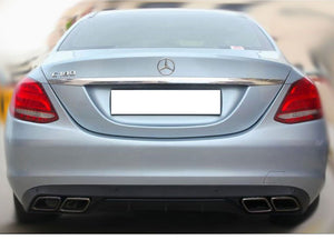W205 C Class AMG Style Diffuser & Exhaust Tailpipes Package W205 S205 Night Package Black OR Chrome Models without AMG Line Rear Bumper